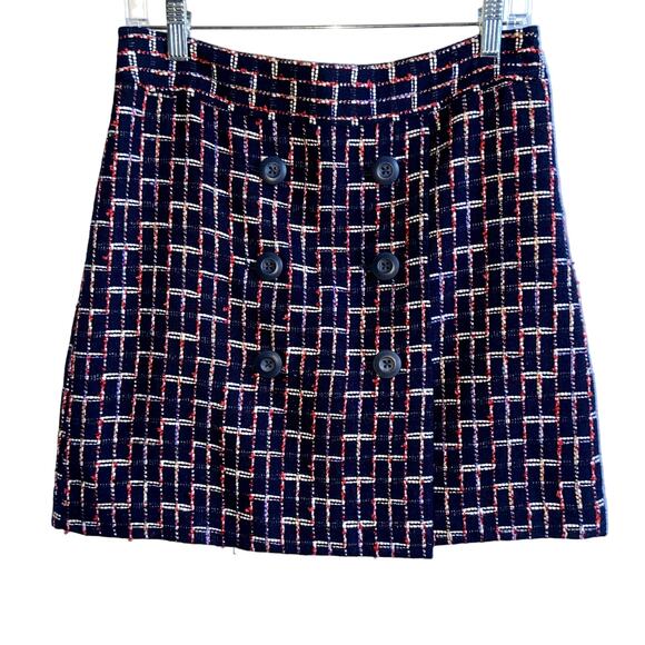 Ann Taylor Loft Skirt Size 2 Buttons Red White Blue Faux Wrap * - Picture 1 of 6